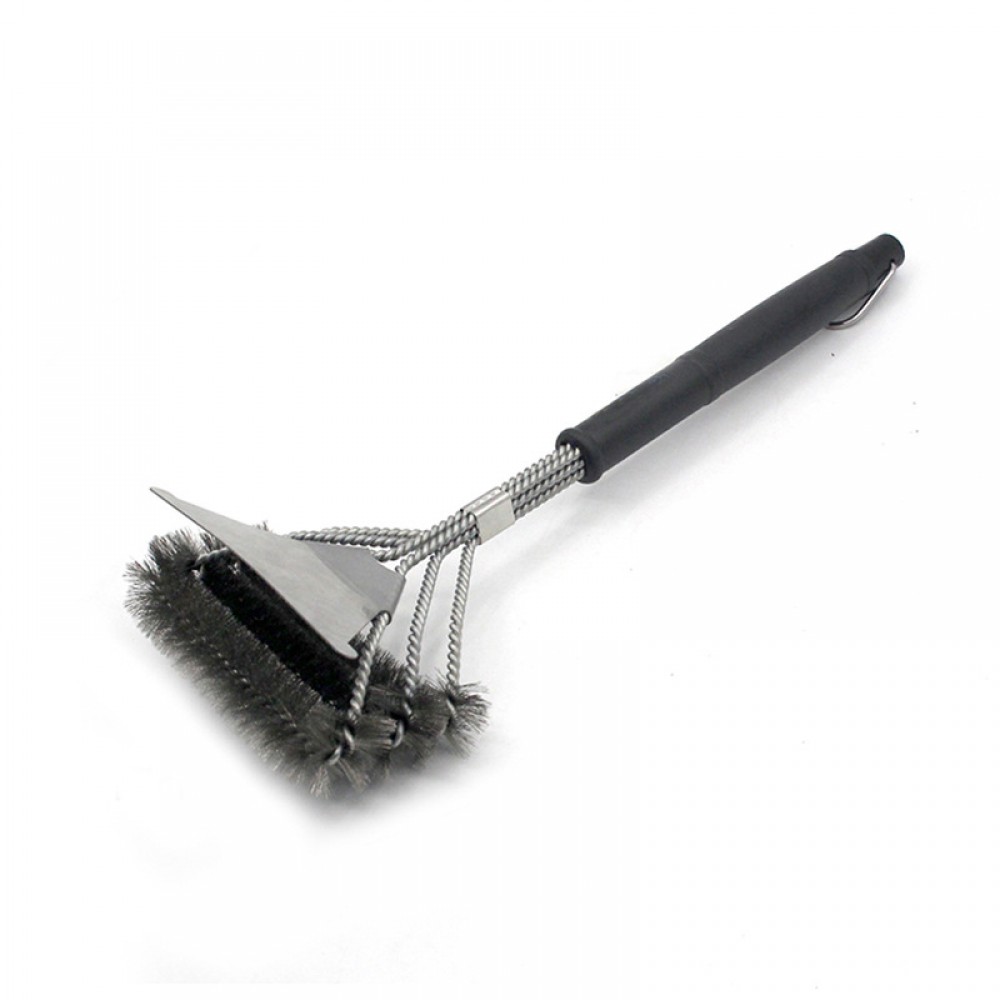 Щетка LoveGrill для гриля тройная со шкребком, нержавеющая сталь