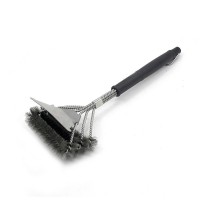 Щетка LoveGrill для гриля тройная со шкребком, нержавеющая сталь